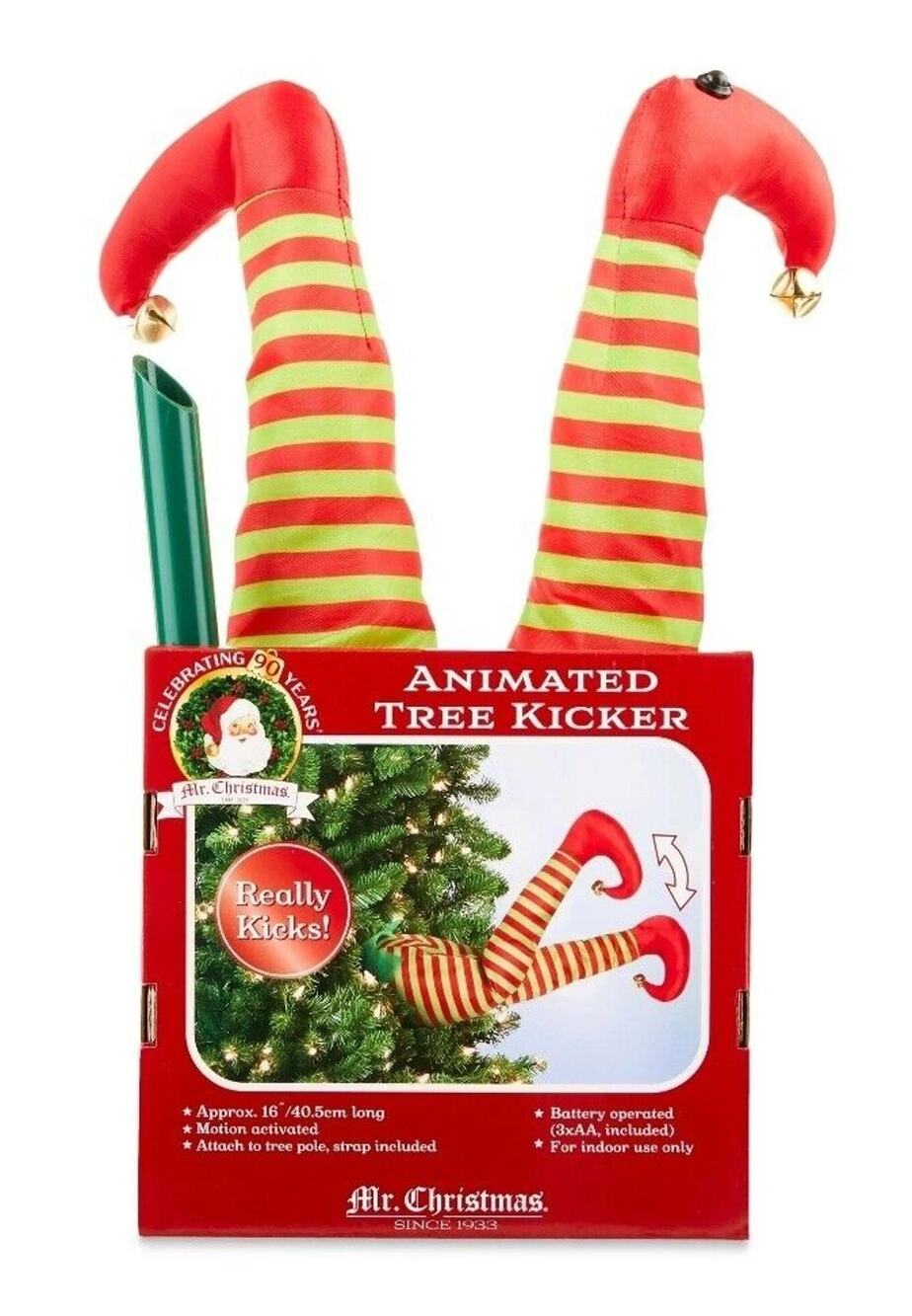 Mr Christmas 16” Green Red Animated Elf Kicking Legs Indoor Motion Activated AA